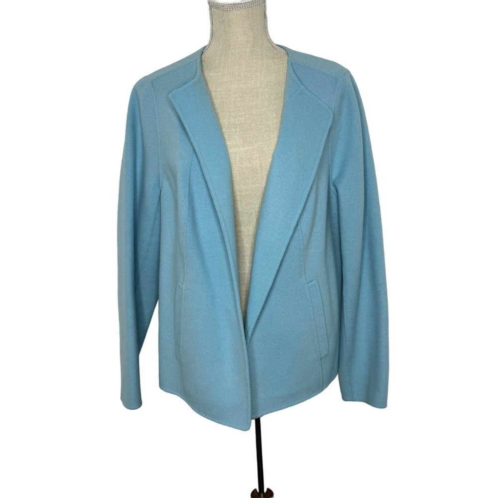 Talbots Wool Jacket Wome's 1X Light Blue Open Front